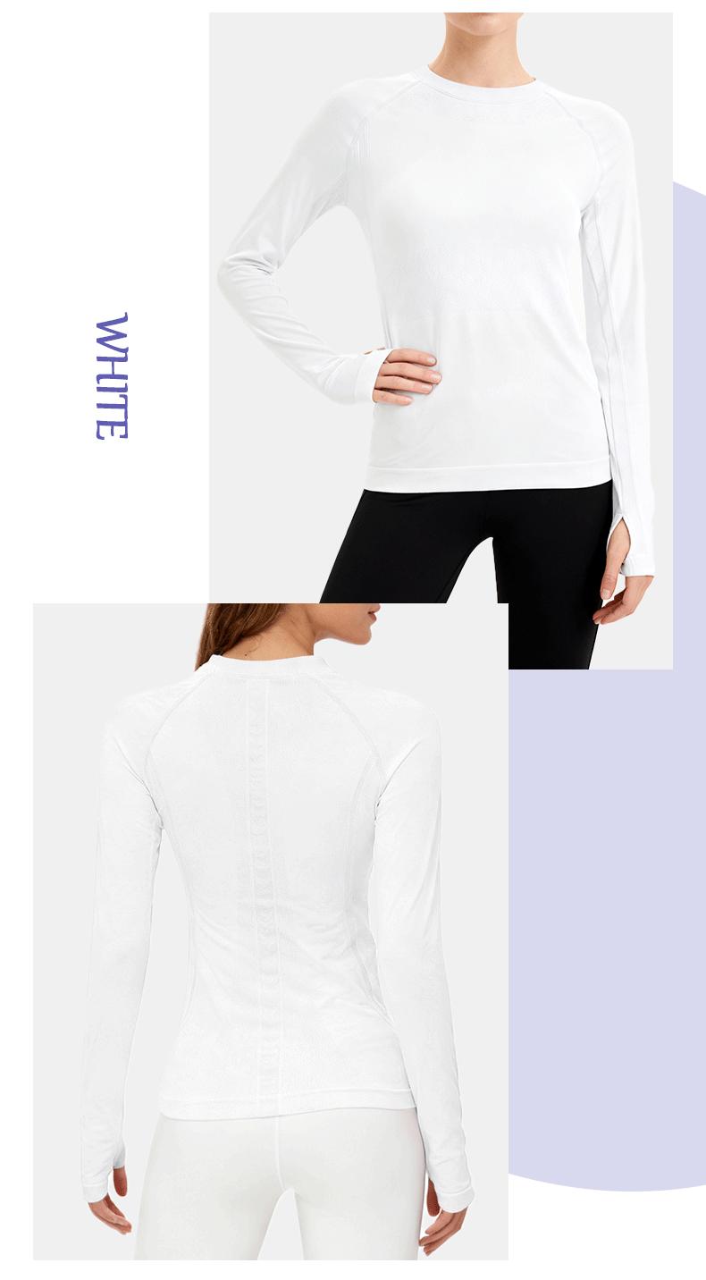 SUNVADUN 73D Seamless Long-sleeved Women's Yoga Top with Thumb Holes High-end Form-fitting for Professional Running Fitness Spring Autumn  Available Gym Sweatwear Gym Workout Shirt Everyday Activewear Athletic Techwear