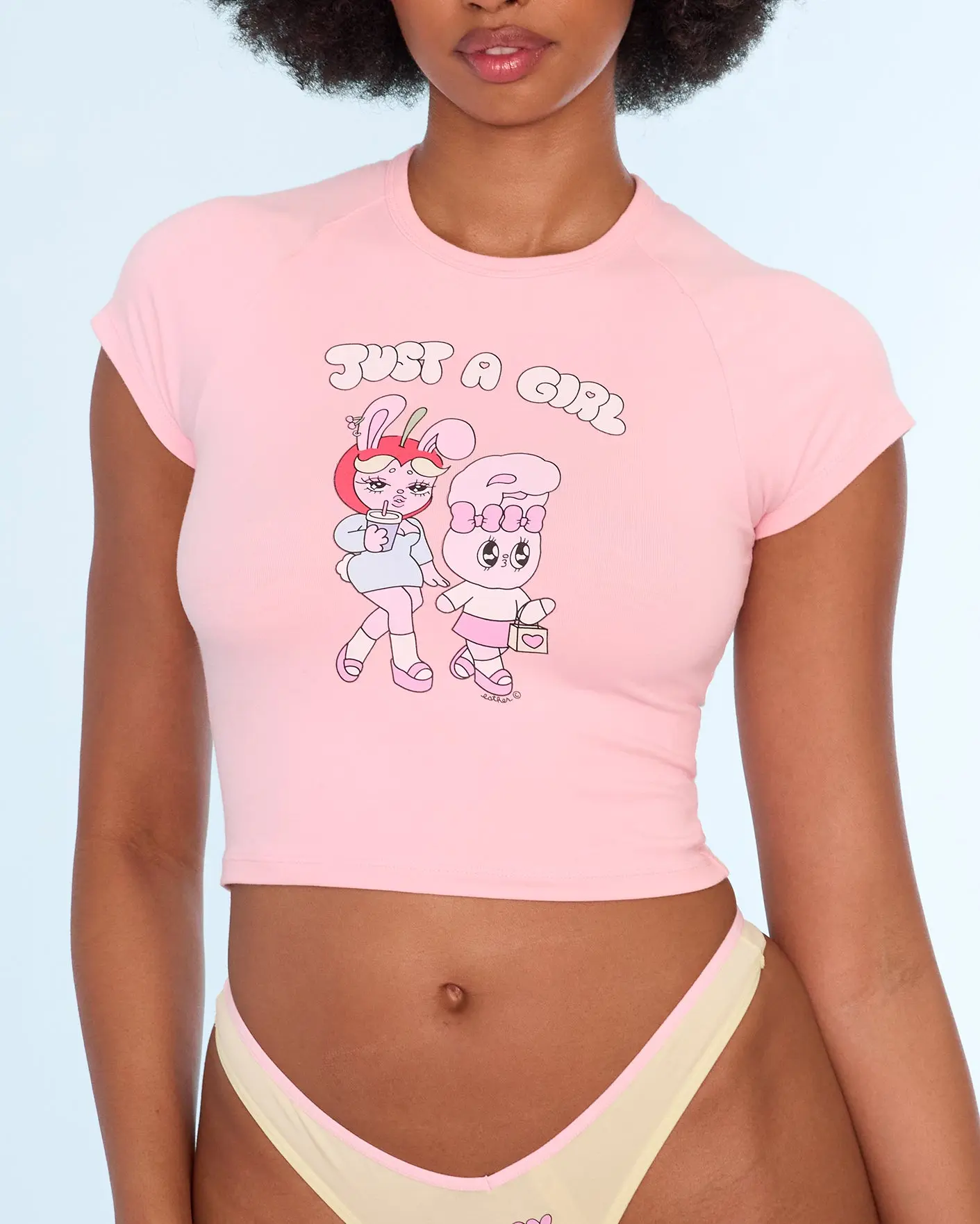 Just A Girl Baby Tee in Pink Just A Girl Baby Tee in Pink