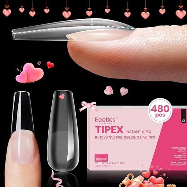 Beetles Tipex Instant Apex Nail Extension Tips Kit Coffin/Stilettol Shape Thick Acrylic Nail Flat Nails Manicure Gel press ons Nail Art DIY Nails Art #TikTokShopBacktoSchool