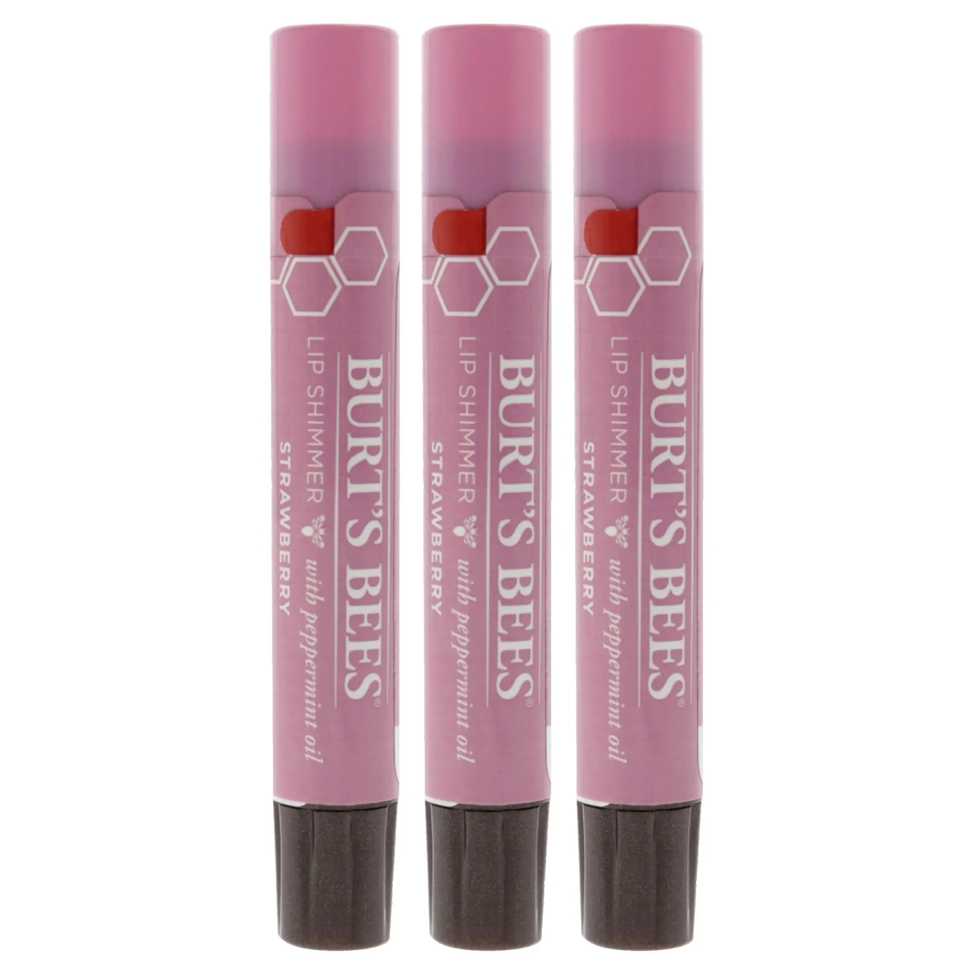 Burt's Bees Strawberry Lip Shimmer for Women, Lip Care Product, 0.09 oz, Pack of 3