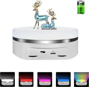 16CM RGB LED Display Turntable Electric Rotating Platform for Exhibition Display Art Installation & Holiday Decoration Color Changing Led Dynamic Rgb Lighting
