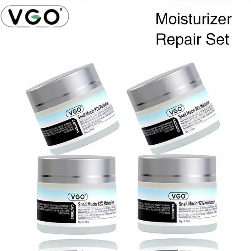 VGO 92% Snail Mucin Essence Moisturizer Repair Set - Gentle Hydrating Cleanser, Vitamin C Unisex Adult Skincare Kit with 92% Mucin Boost, Hydrate, Soft Skin, All Skin Types, Oil Control, Anti-Aging Travel Essentials