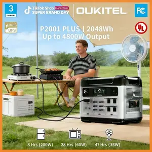 OUKITEL 2048Wh Outdoor Power Supply for Camping Grill Mini Fridge Projector Backup RV Camping (Peak 4800W) Solar Generator with LiFePO4 Battery, USB-C, Folding Solar Panel & 1-Hour Fast Charging | Home Backup & Emergency Power travel
