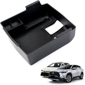 Canvcle Center Console Organizer for 2019-2025 Toyota Corolla/ 2022 2023 2024 2025 Corolla Cross Accessories Armrest Storage Box Secondary Insert Tray with Anti-Slip Mat