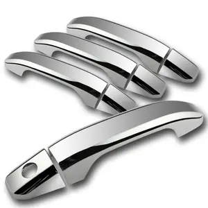 4PCS Chrome Door Handle Covers Caps Trim Compatible with 2014 - 2020 CHEVY SILVERADO 1500 CREW CAB PICKUP TRUCK / 2015 - 2020 CHEVY SILVERADO 2500 3500 CREW CAB PICKUP TRUCK / 2015 - 2020 CHEVY SUBURBAN TAHOE