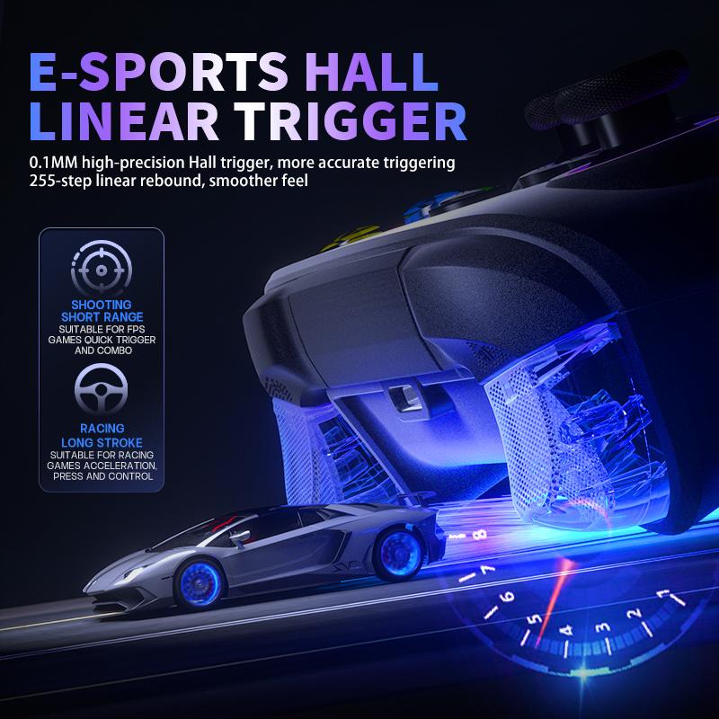 YUYIU Dawn Breaker No Stick Drift Wireless Pro Controller(Not ForXBox)  For PC Switch Steam with Hall Effect Sticks Linear Triggers Dual Vibration 6 Axis Gyro RGB Macro Buttons