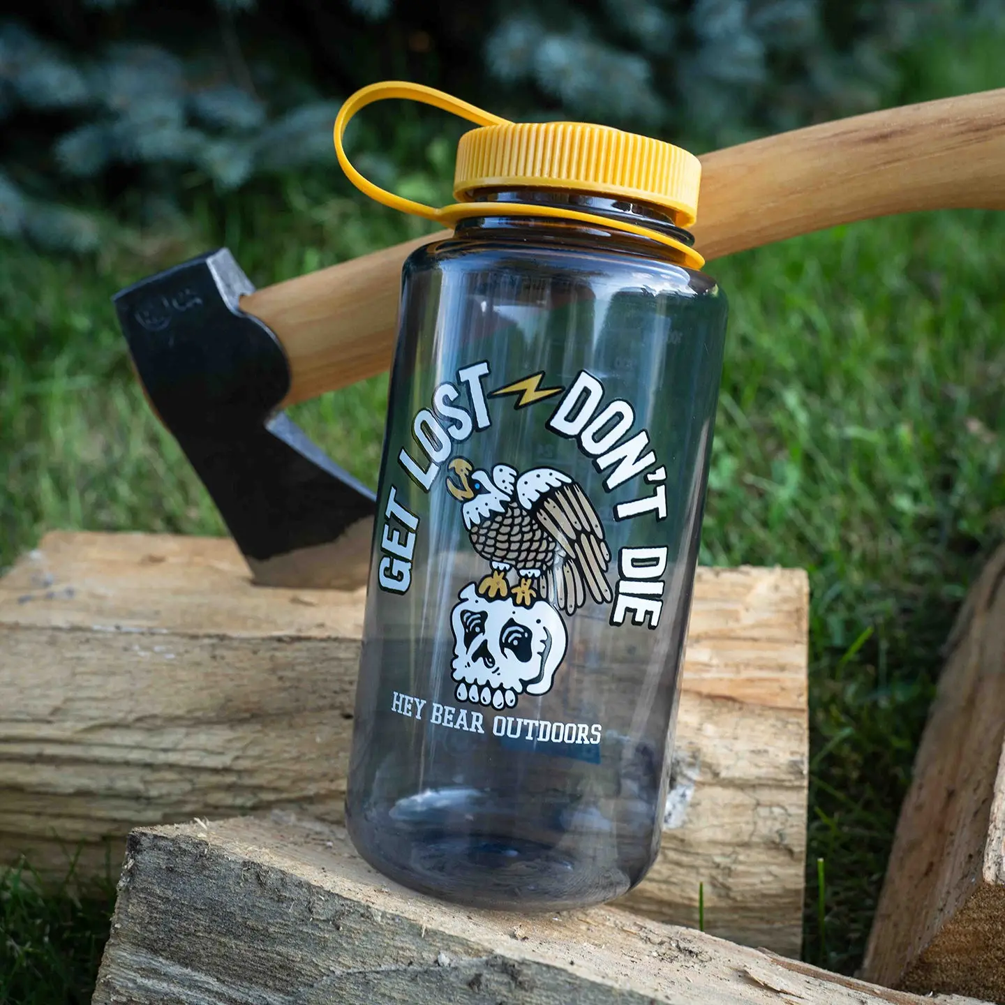 Get Lost - Don't Die - Eagle Skull - Nalgene 32oz Wide Mouth Water Bottle