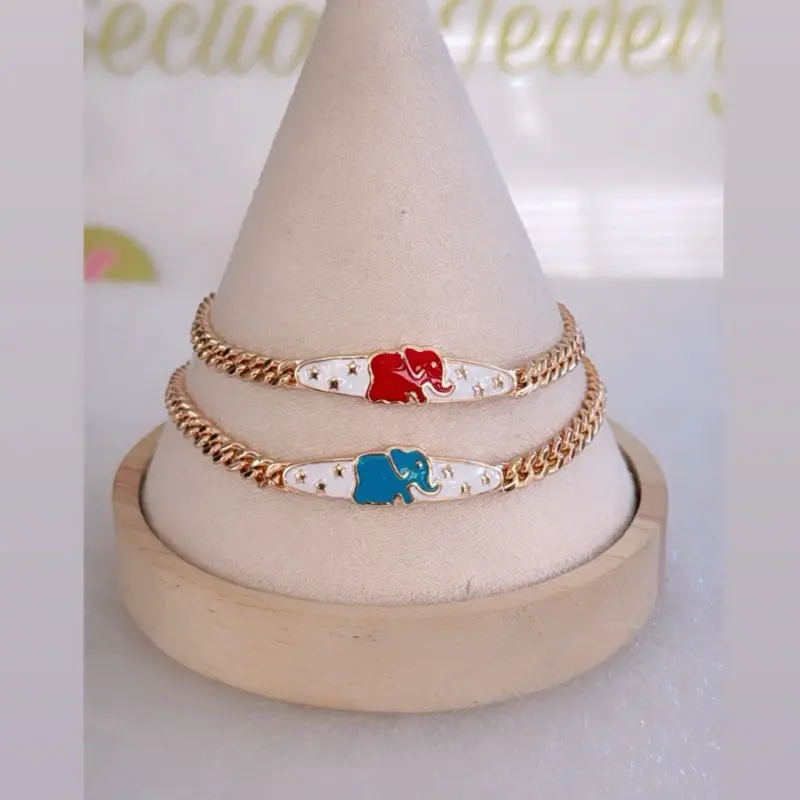 Elephant Esclava bracelet #0375- 18k laminated gold