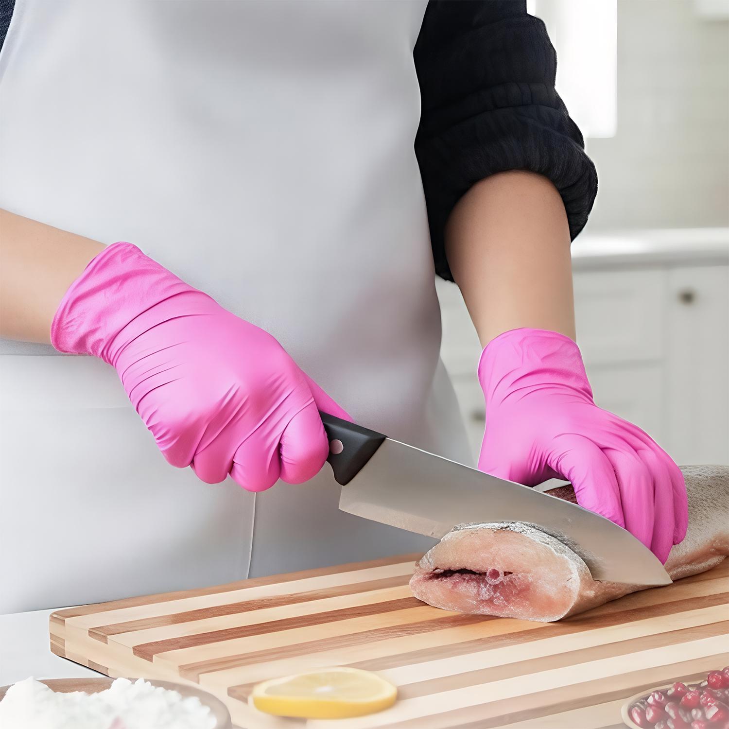 5/10Pair Durable Rose Red Nitrile Dishwashing Gloves,Non-Medical Grade, Latex-Free, Suitable for Permanent Makeup, Nail and Hair Services, Painting, Odor-Free Household Bathroom Cleaning Gloves, Multi Purpose Glove