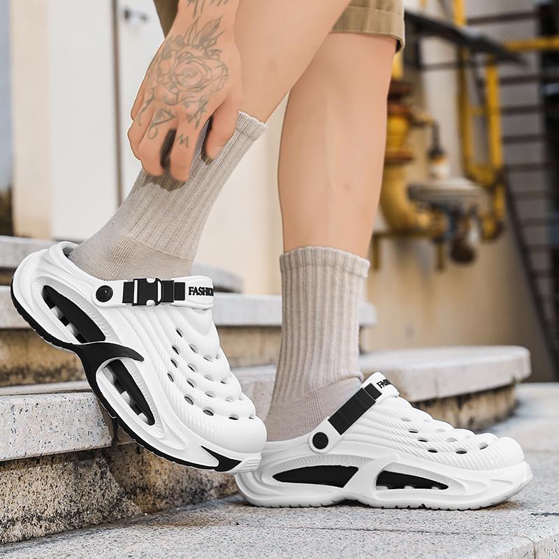 Summer Men's Clogs Outdoor Thick Sole Non-Slip Odor Resistant Durable Quick Drying Soft Beach Sandals