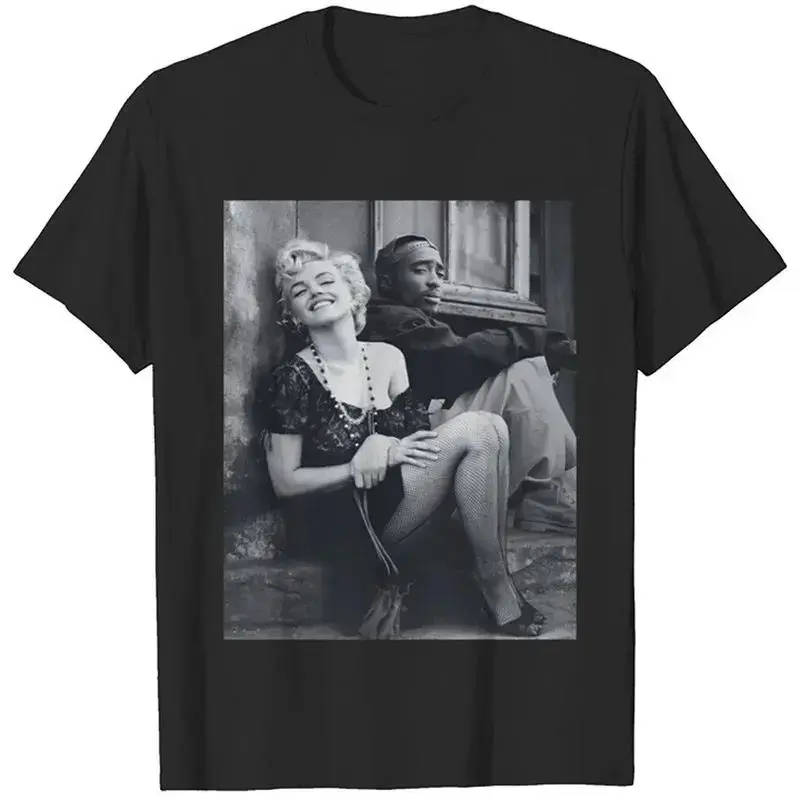 [100% Cotton] Marilyn Monroe And 2Pac Cotton Unisex Tshirt Streetwear T-Shirt For Men And Women