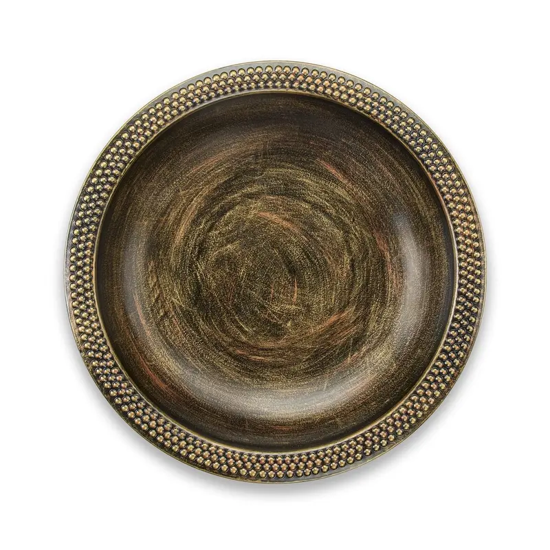 18" Beaded Copper Bird Bath Basin in Aged Brass Finish