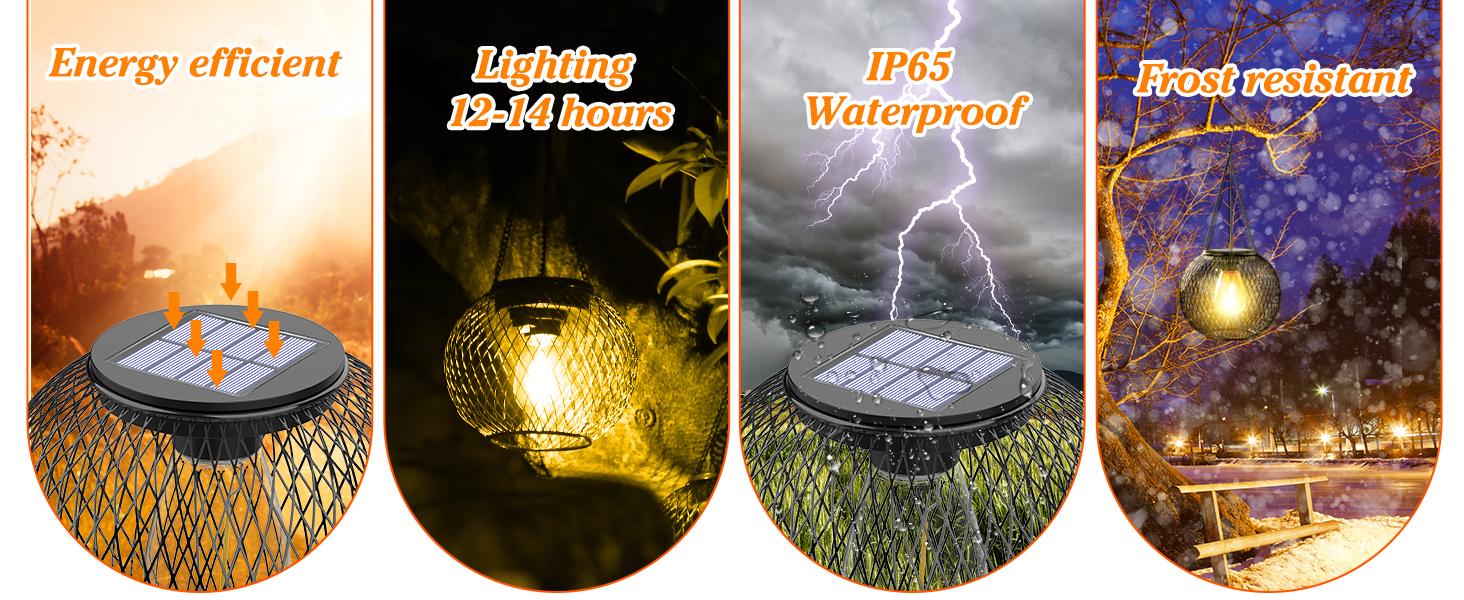 Solar Garden Lights,2/4 packs Solar Hanging Lantern Outdoor Garden with IP65 Waterproof,Waterproof Tree Light for Garden Yard Pathway,Garden Decor