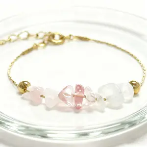 Menopause Support Crystal Chip Bracelet – Lepidolite, Strawberry Quartz & Moonstone Healing Jewelry