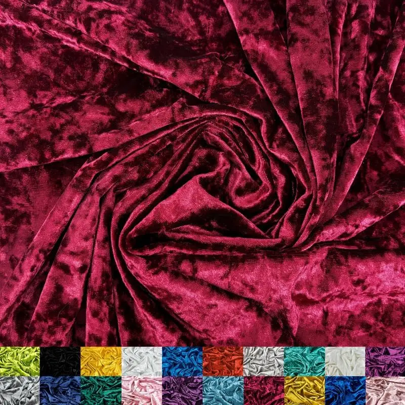 Ice Fabrics Stretch Crushed Velvet Fabric- 60/62" Wide Soft Velvety Fabric for Sewing Apparel, Upholstery, Curtains & Decor - 250 GSM - 20% Vertical Stretch