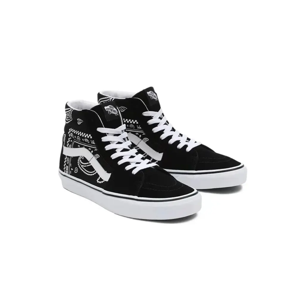 VANS Men's Sk8-Hi Peace Paisley Suede & Canvas Trainer, Casual Partial Print, Adjustable Laces, Waffle Rubber Sole, All-Season Casual Sports Footwear, Sports Shoes, High Top, Lace-Up Detailing Casual Trainers