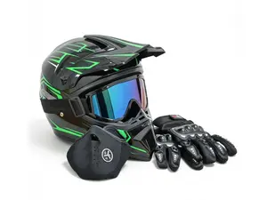 Full Face Helmet For Adult Dirt Bike UTV Off-Road Helmet Goggles Gloves And Face Mask Matte Black Off-road Motorbike