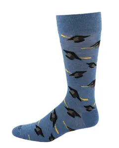 Men's Graduation Pattern Rayon from Bamboo Novelty Crew Sock