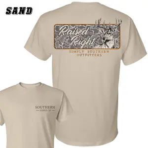 Raised Right Deer Camo Southern Outfitter 2 Sided Shirt, Hunting Outdoors Apparel, Hunting Deer Tee - KitchenEra