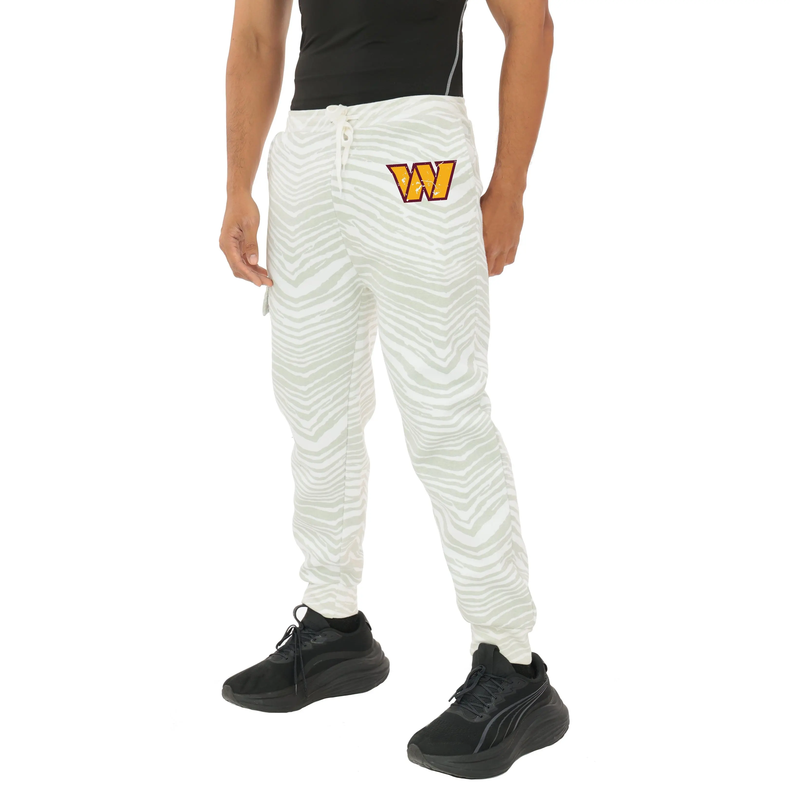 Zubaz NFL  UNISEX 90s Team Cargo Joggers - Zebra 2 Color, WASHINGTON COMMANDERS
