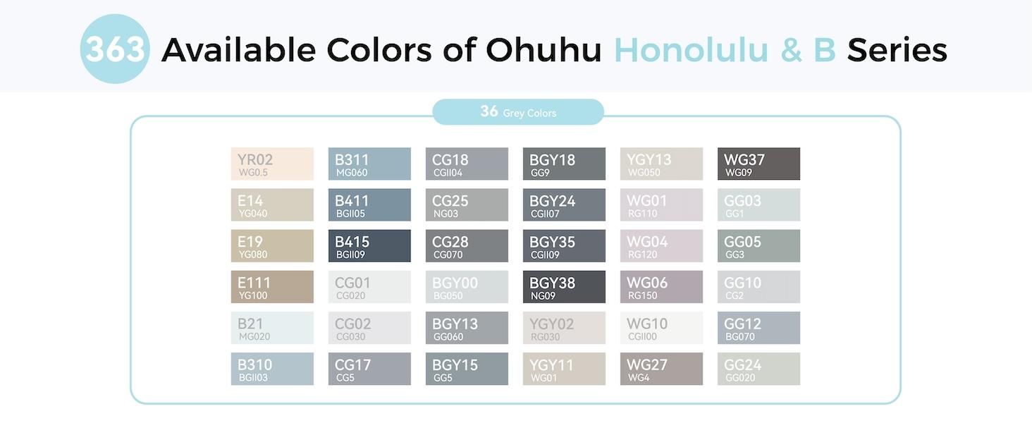 Ohuhu Alcohol Markers: Brush & Chisel Dual Tips - From 24 Colors to 320 Colors - Honolulu Series Full Color Range - Double Tipped Art Sketch Marker Set - Refillable Ink - Honolulu Series of Ohuhuart