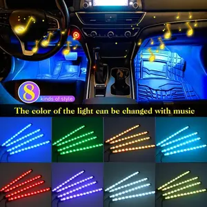 5V Multicolor Music Car Strip Light Under Dash Lighting Kit with Sound Active Function and Wireless Remote Control, Interior Lights car decor light car ambient rgb lights for car underglow kit atmosphere lamp