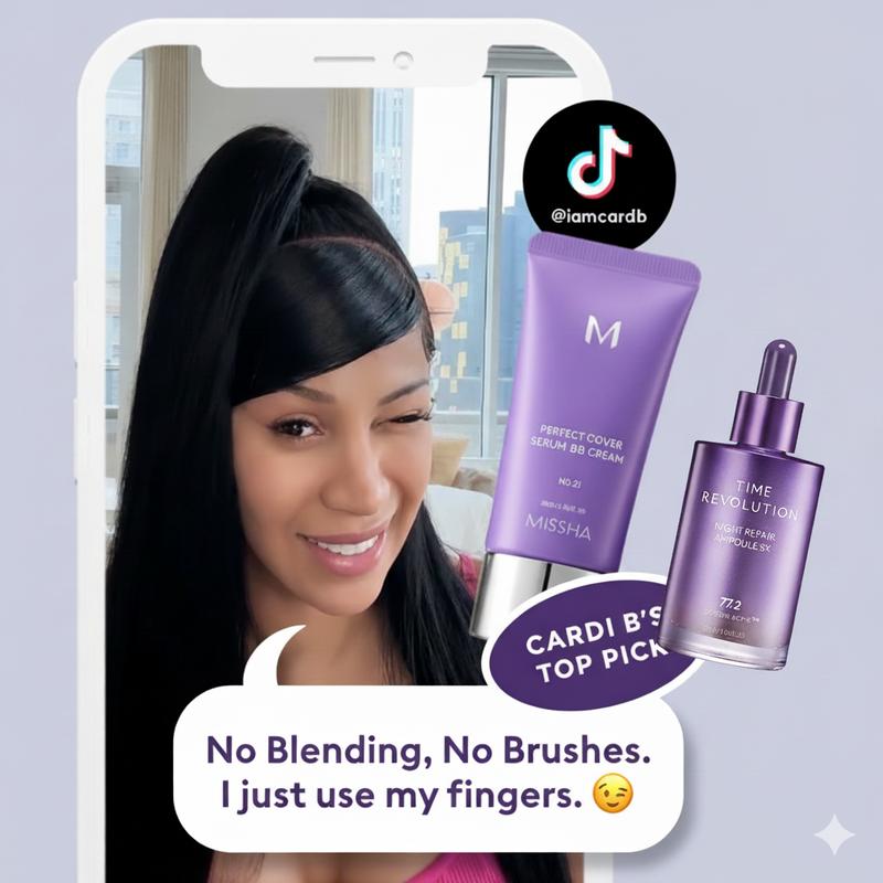 [MISSHA Official] Tiktok Exclusive Viral Serum BB + Night Repair Serum Duo | Bifida Ferment Lysate Serum-Infused BB Cream + Night Serum Combo for Anti-Aging Skin Rejuvenation, Skin Tint, Tinted Moisturizer, Makeup, Glass Skin CardiBB OGBB PurpleBB