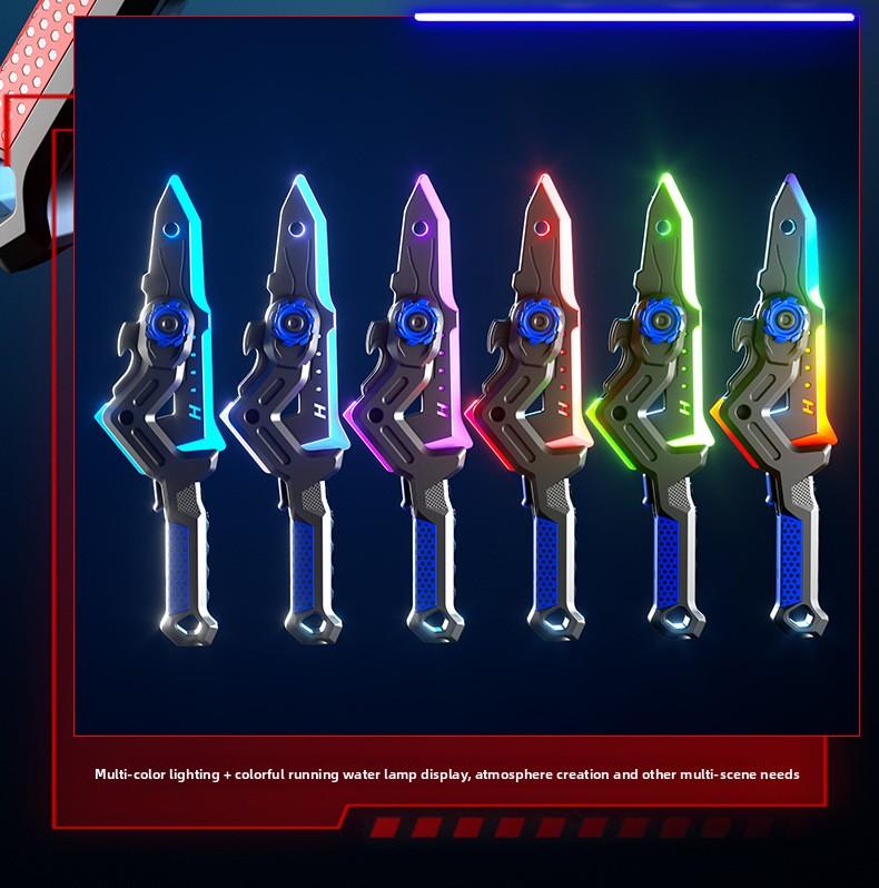 Cool Shadow Sword Ax with LED Lighting Effect 7-Color RGB Changing Atomizing Spray Transformable Dual Form Battle Ax for Role Play Party Christmas Gifts