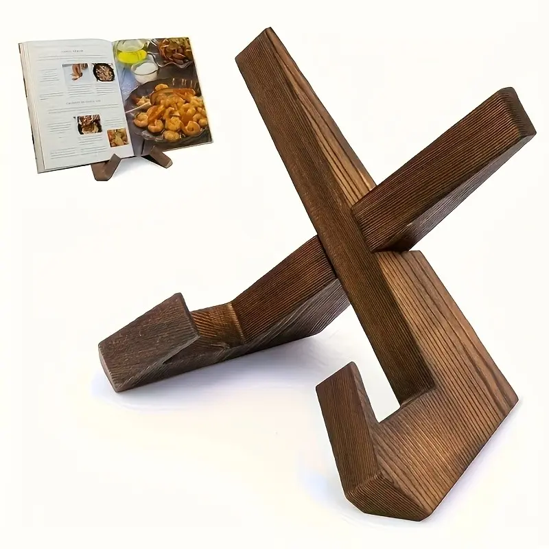 Rustic Style Recipe Rack, Handcrafted Wooden Recipe Rack, Book Stand, Kitchen Organizer Rack, Kitchen Storage Rack, Kitchen Countertop Display Rack for Home Recipes, Menu Display, Composite Wood, Modern Kitchen Decor, Kitchen Accessory, Smooth Wood