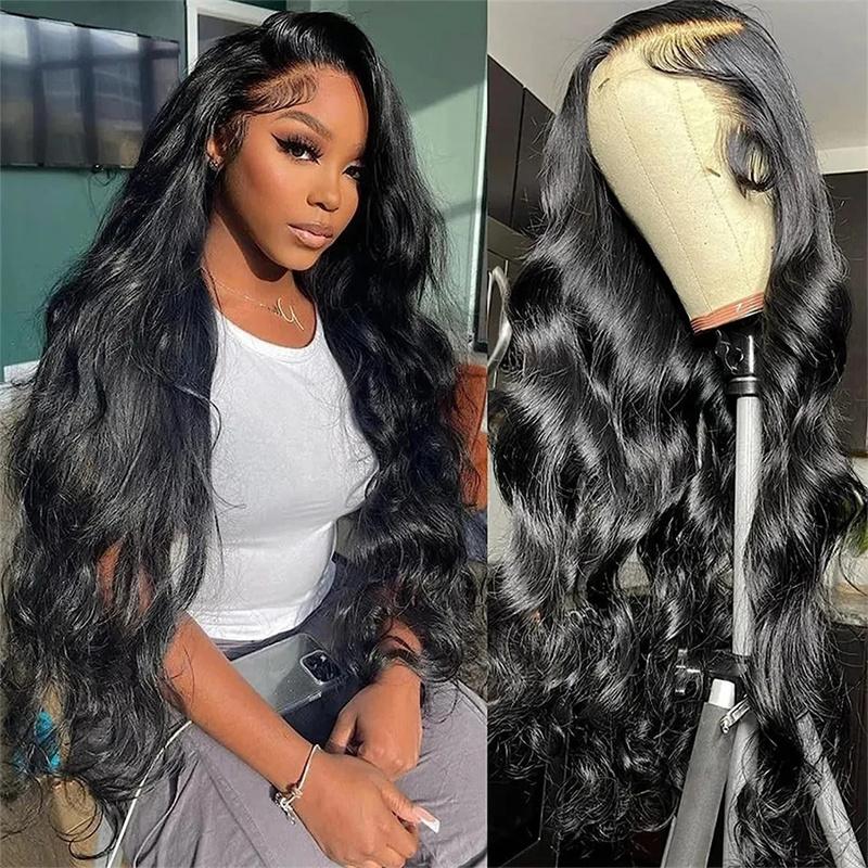 Hot Star Natural Black HD Transparent Lace Front Human Hair Wigs 13x6 HD Transparent Lace Frontal Human Hair Straight and Body Wave Wigs Pre Plucked Wigs For Women