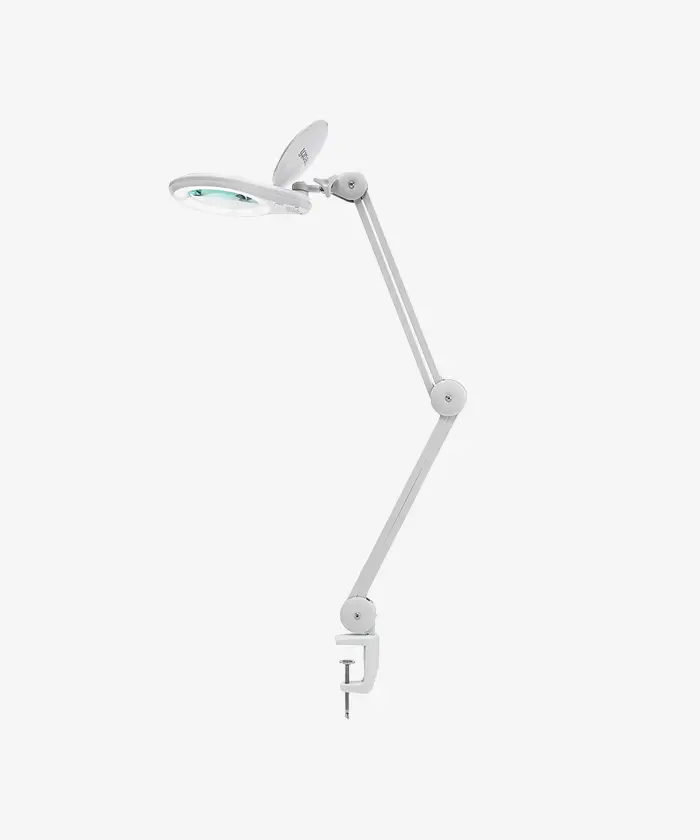 Neatfi LED Magnifying Lamp 1,200 Lumens with Clamp – 5” 8-Diopter Glass Lens, Dimmable Task Light | Adjustable Arm | Reading, Sewing & Crafting