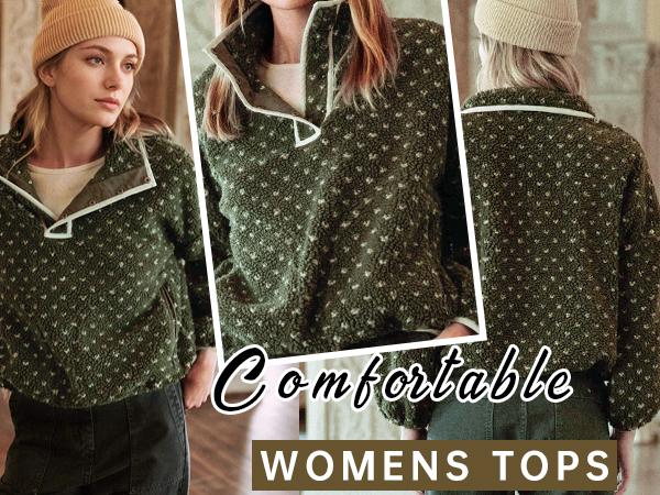 Songling Women's Winter Fleece Pullover Jacket with Long Sleeves and High Collar Warm Fleece Sherpa Hoodie with Pockets   Fashion Casual Outerwear Womenswear