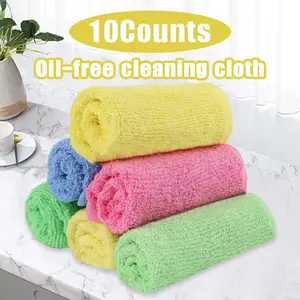 10 Counts Soft Absorbent Bamboo Fiber Dish Cloths, Economical Choice Reduces Need for Disposable Tissues and Harsh Cleaning Chemicals