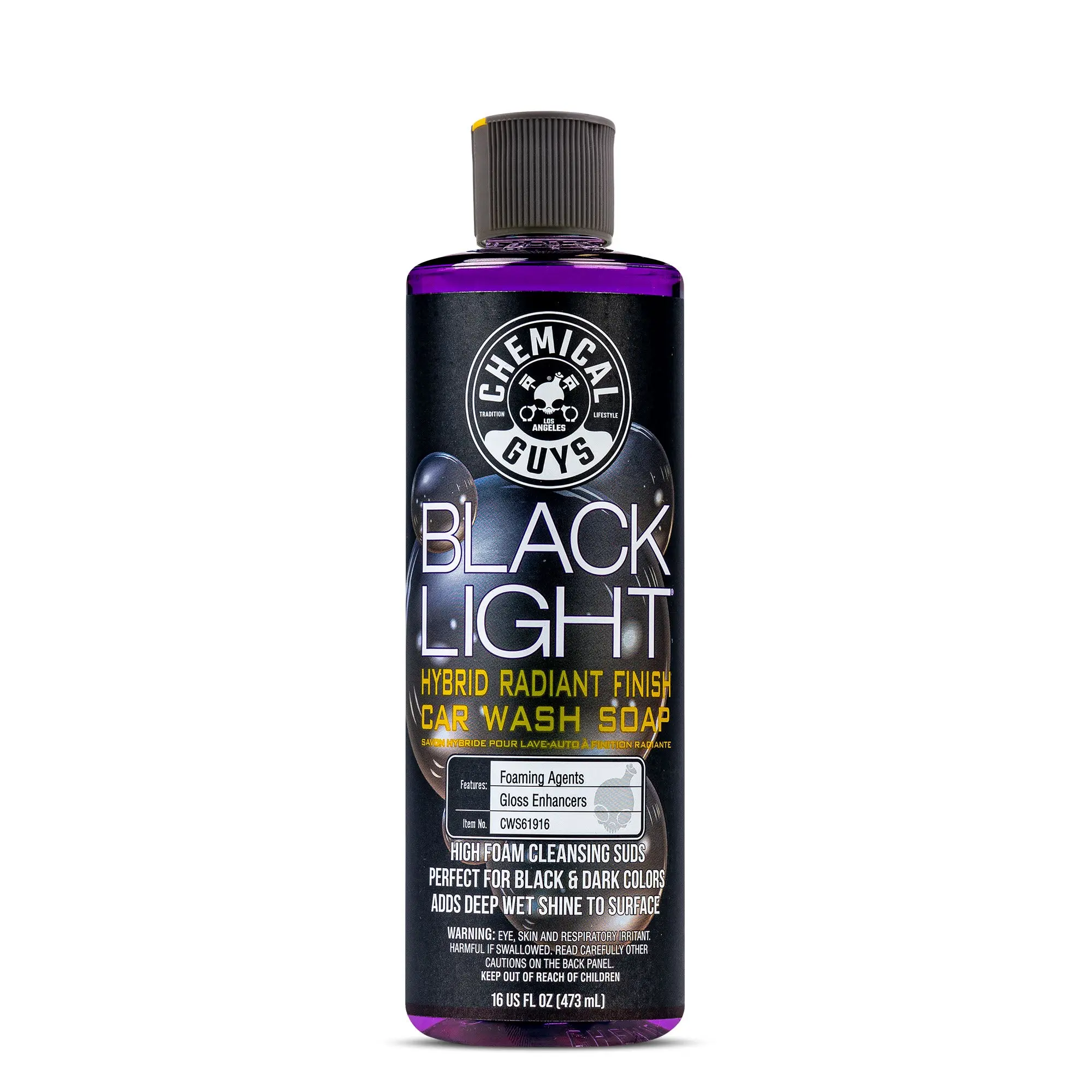 CHEMICAL GUYS BLACK LIGHT Car Wash Soap – pH-Balanced Foaming Soap Enhances Dark Paint Gloss, Safe on Wax & Sealant, High Lubricity for Scratch-Free Wash, Cleaning, Car Wash Cleaner