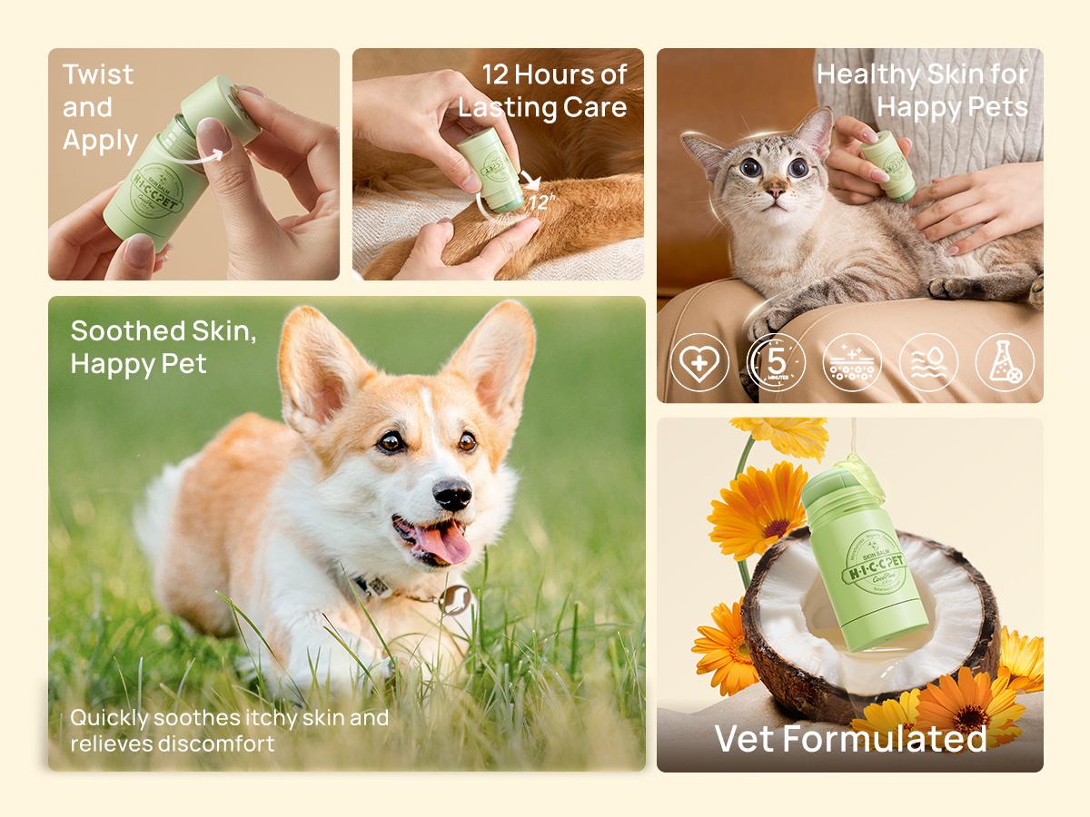 【SpringGlowUp】HICC PET Skin Balm for Dogs & Cats - Soothes Itching & Irritation, Prevents Infection,  All-Natural Moisturizer for Dry Itchy Skin, Lick-Safe Allergy & Hot Spot Treatment, Calming & Protective