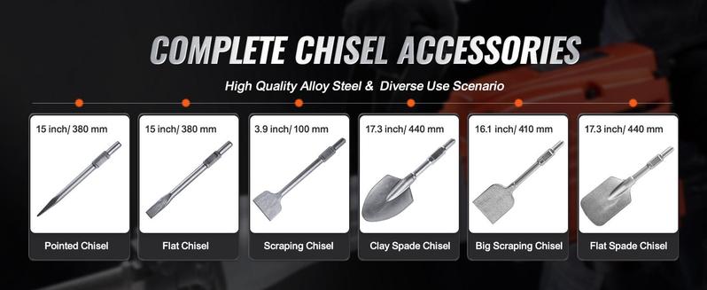 VEVOR Demolition Jack Hammer Concrete Breaker, Various specifications, Electric Hammer, Chisel Bits Professionals Aluminum VEVOR Demolition Jack Hammer Concrete Breaker, Various specifications, Electric Hammer, Chisel Bits Professionals Aluminum