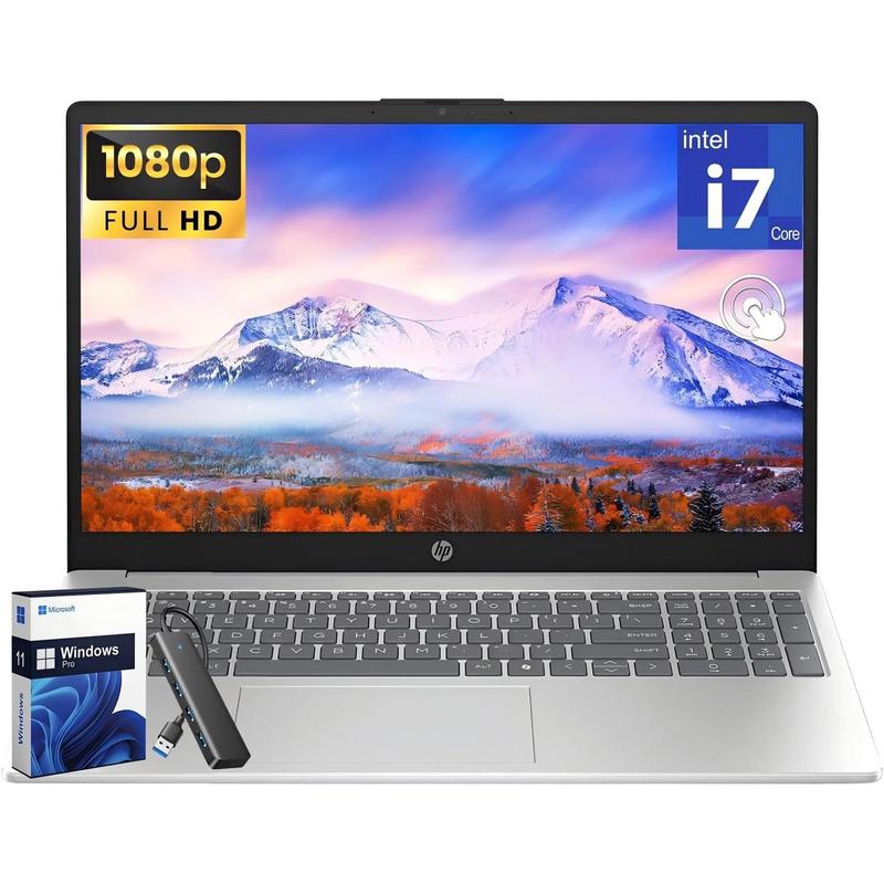 HP Flagship 15.6" FHD Touchscreen Business Laptop, Intel 10-Core i7-1355U(Up to 5.0 GHz), up to 64 GB RAM, 4 TB SSD, Intel Iris Xe GPU, Wi-Fi 6, HD Camera, HDMI, Copilot AI, Windows 11 Pro, w/Accessories