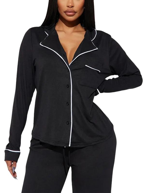 JointlyCreating Women's Pajama Set 2 Piece Satin Sleepwear Long Sleeve Button Down Top & Pant Classic OL Style Autumn Loungewear