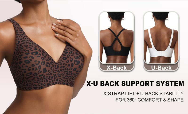 VRCOMFY Womens Comfortable Wireless Jelly  Bras Bralettes  Tshirts Bras Deep V Everyday Bras plus size bra   Plunge Bralette Comfortable support