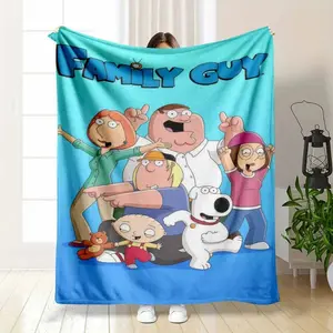Family Guy Cartoon Blanket Soft Flannel Fleece Bed Sofa Couch Bedroom Decor Funny Birthday Gift Christmas Gift for Fans Men Women Teens Kids Peter Lois Stewie Brian Griffin Character