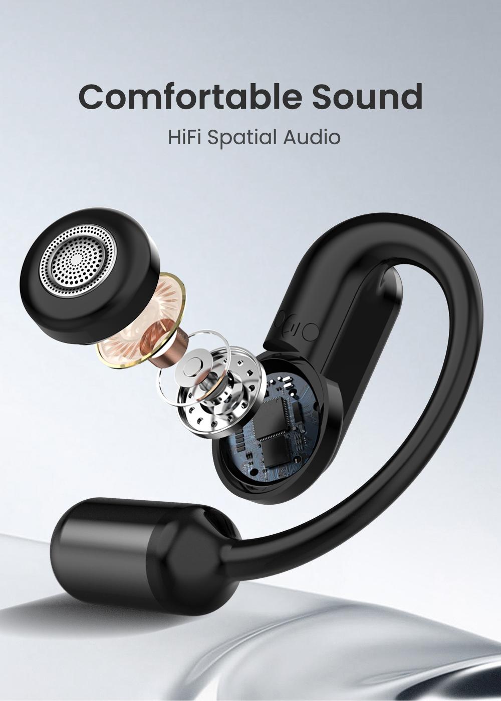 HTC NE50 open-ear headphones, removable battery, four batteries for long-lasting battery life, high-quality wireless earphones, Bluetooth 6.0 waterproof earphones