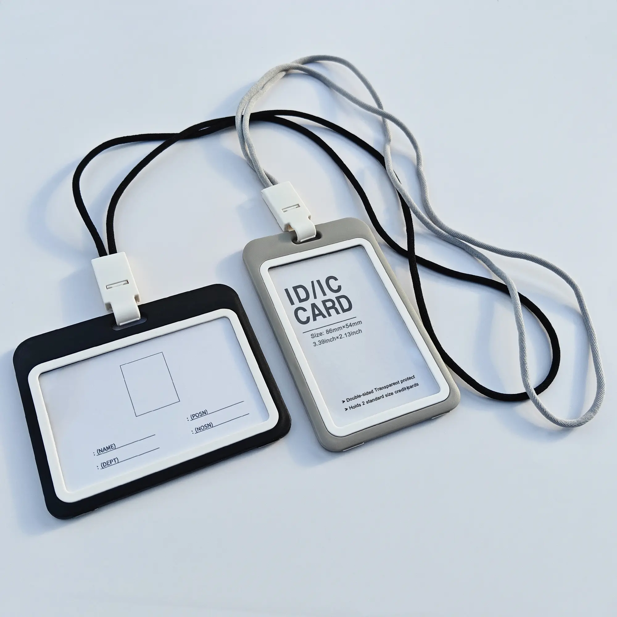 5 Set Double-sided Transparent Lanyard And Chest Card Badge Holder, work card、employee ID badge、staff ID card、Badgework card, Ideal for Corporate/Business/Exhibition Identification wear.