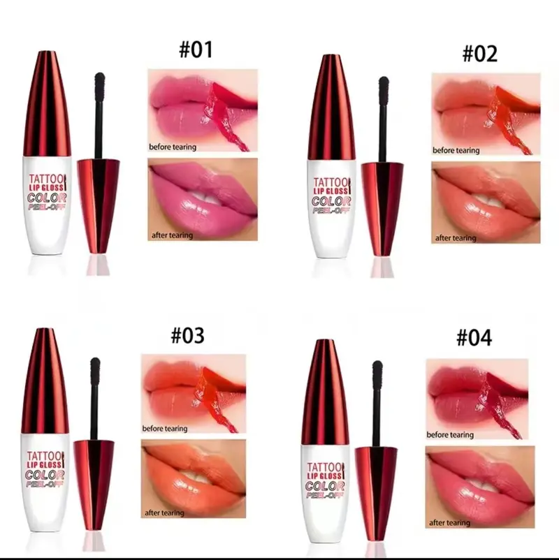 Gloss Peel Off Lip Tint - Tattoo Lip Glaze, MatteHigh Pigment Long Wear Waterproof Lipstick,Wipe-On Colour, Makeup - Glossy