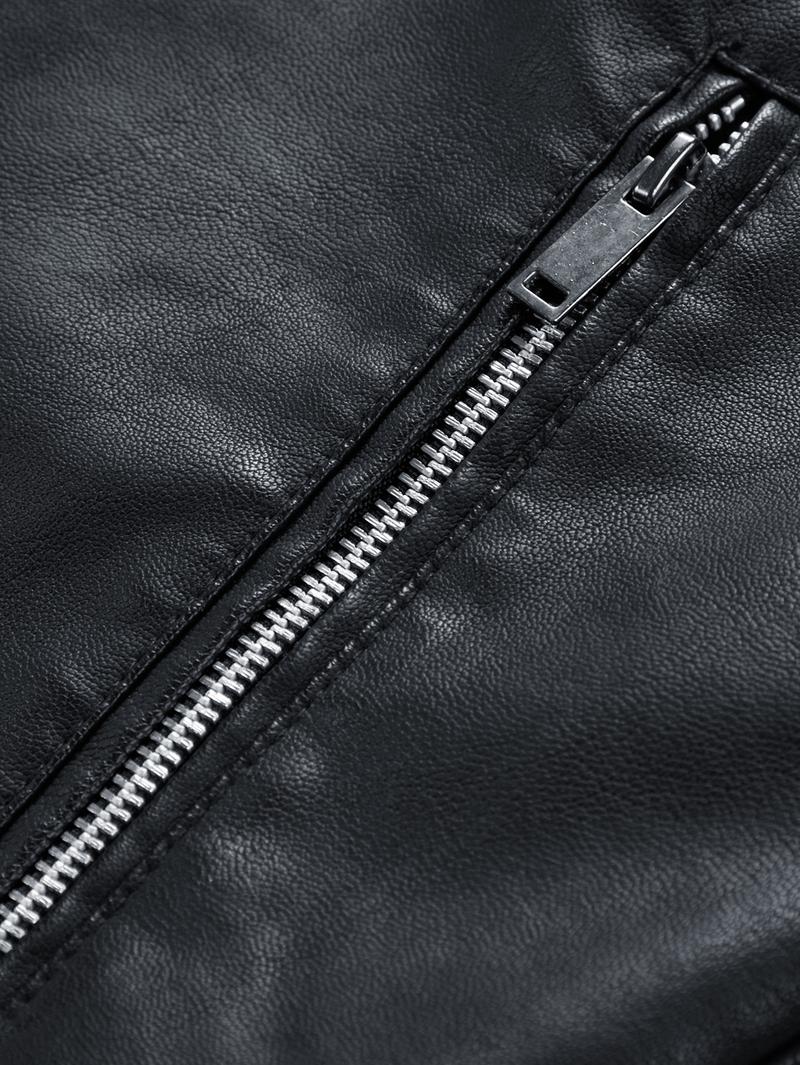 New Autumn And Winter Men's Leather Jacket With Fleece Lining Warm Casual Turn-Down Collar Leather Coat For Men