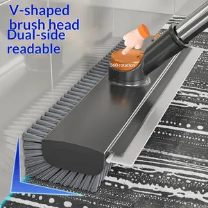 Bathroom crevice brush, long-handled floor brush, new household bathroom floor hard bristle no-dead-angle floor brush cleaning artifact bathroom groove brush crevice brush, suitable for cleaning bathrooms, terraces, garages, kitchens, walls, and decks