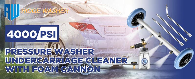 RIDGE WASHER Pressure Washer Undercarriage Cleaner, 16 Inch Undercarriage Washer with Foam Cannon, Under Car Cleaner with Straight Extension Wand, 4000 PSI, ChristmasGift