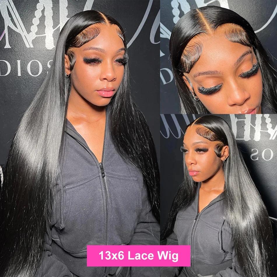 Bone Straight 13x6 HD Transparent Lace Front wigs Human Hair Wig For Brazilian Straight Hair 13x4 Lace Frontal Wig