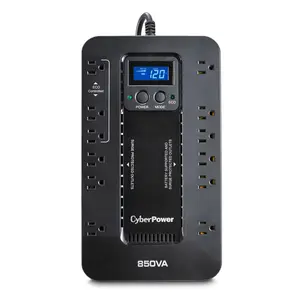 CyberPower EC850LCD Ecologic UPS Battery Backup and Surge Protector, 850VA/510W, 12 Outlets, ECO Mode, Compact, UL Certified