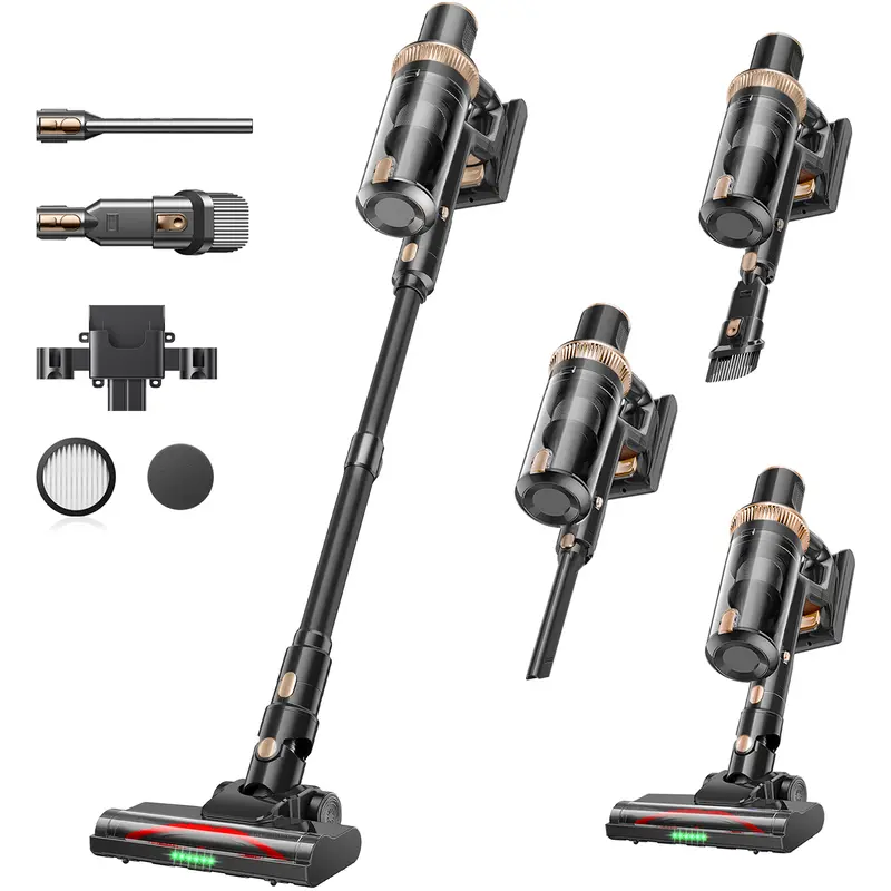 LIBINO Cordless Vacuum Cleaner 48kPa Strong Suction with 50Mins, 8-in-1 for Pet Hair, HEPA Filter, LED Display, Carpets, Hard Floors & Car, Wall Mount, Detachable Battery