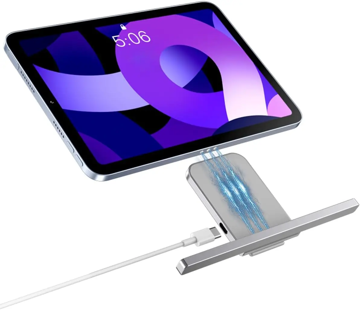 Magnetic Wireless Charger Stand for iPad 10th A14;11th A16 Base Model(A2696,A2757,A3354,A3355) 18W Fast Charging Smart Connector Alloy with ipad Wireless Charger Pad USB-C Cable（Adapter not Included） Tablet Accessories Computer Tablet Stands Ipad Stand Fo